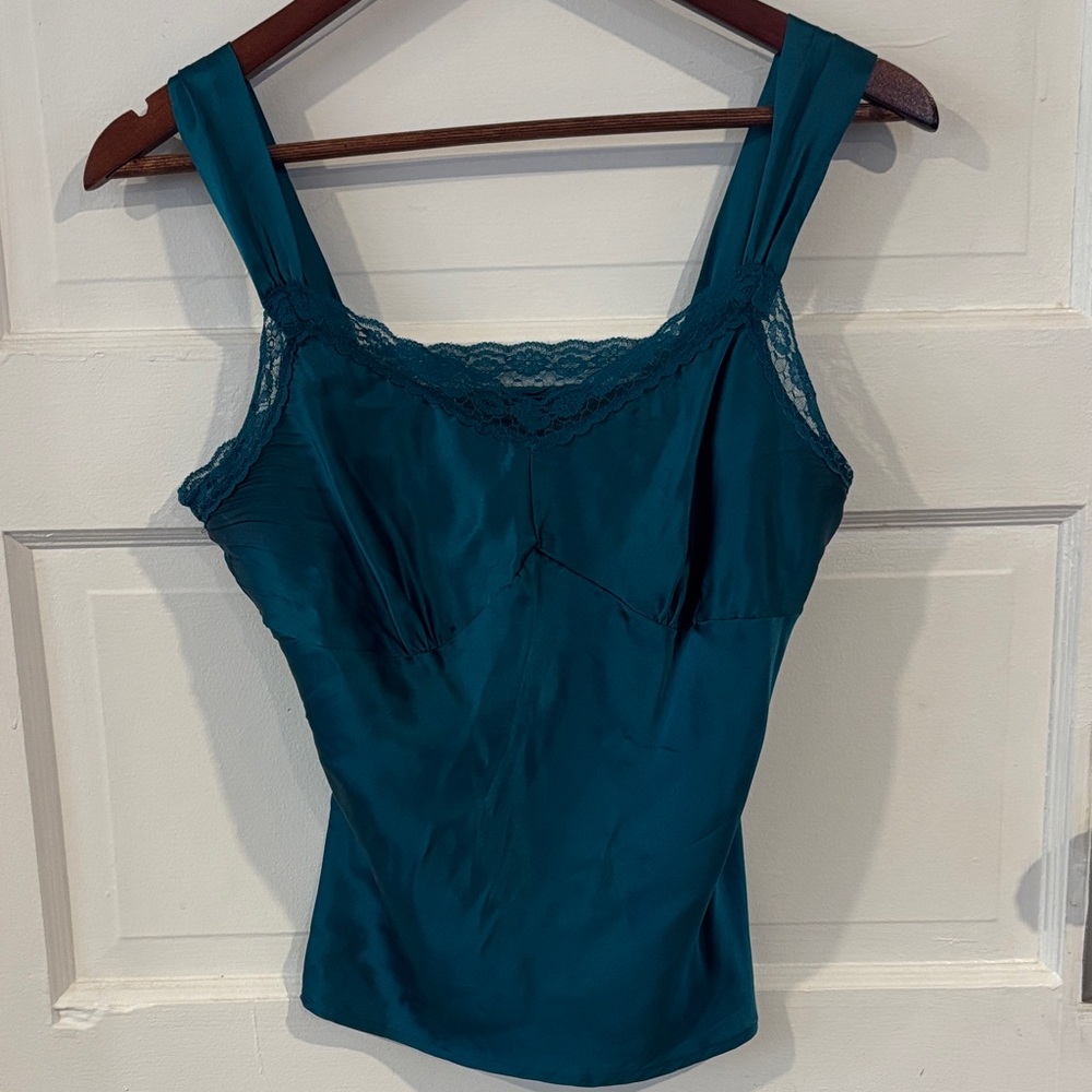 Separates by NYC Design Co. Teal Silk Lace Trim Camisole